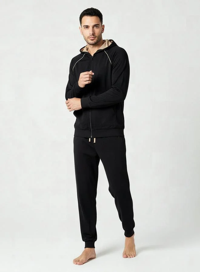 Splash FAV Men Piping Accent Zip Through Hoodie
