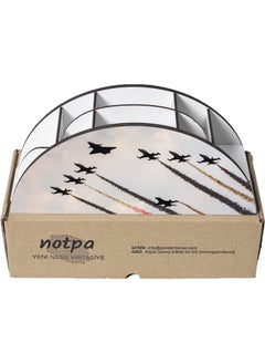 KutuTR Wooden Vip Flag and Airplanes Model Rainbow Ruler Desktop Pen Holder Organizer with Mounted Box  - Image 5
