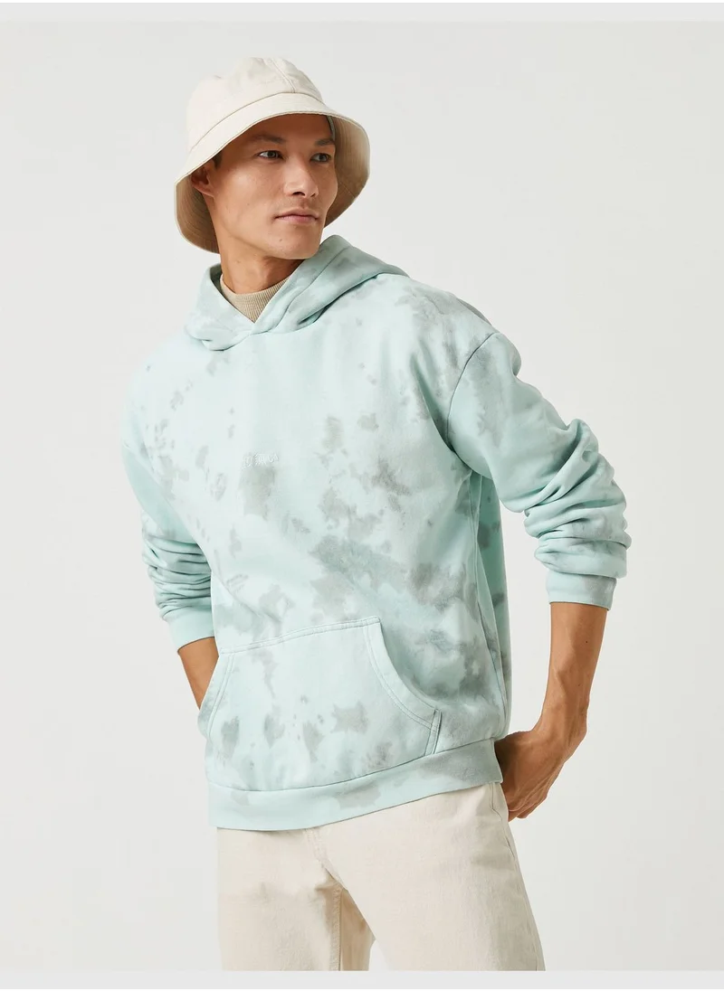 كوتون Basic Oversized Hoodie Far East Embroidered Psychedelic Patterned Pocket Detailed