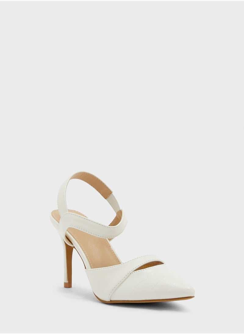 ELLA - Croc Effect Cutout Detail Pointed Pump - Image 1