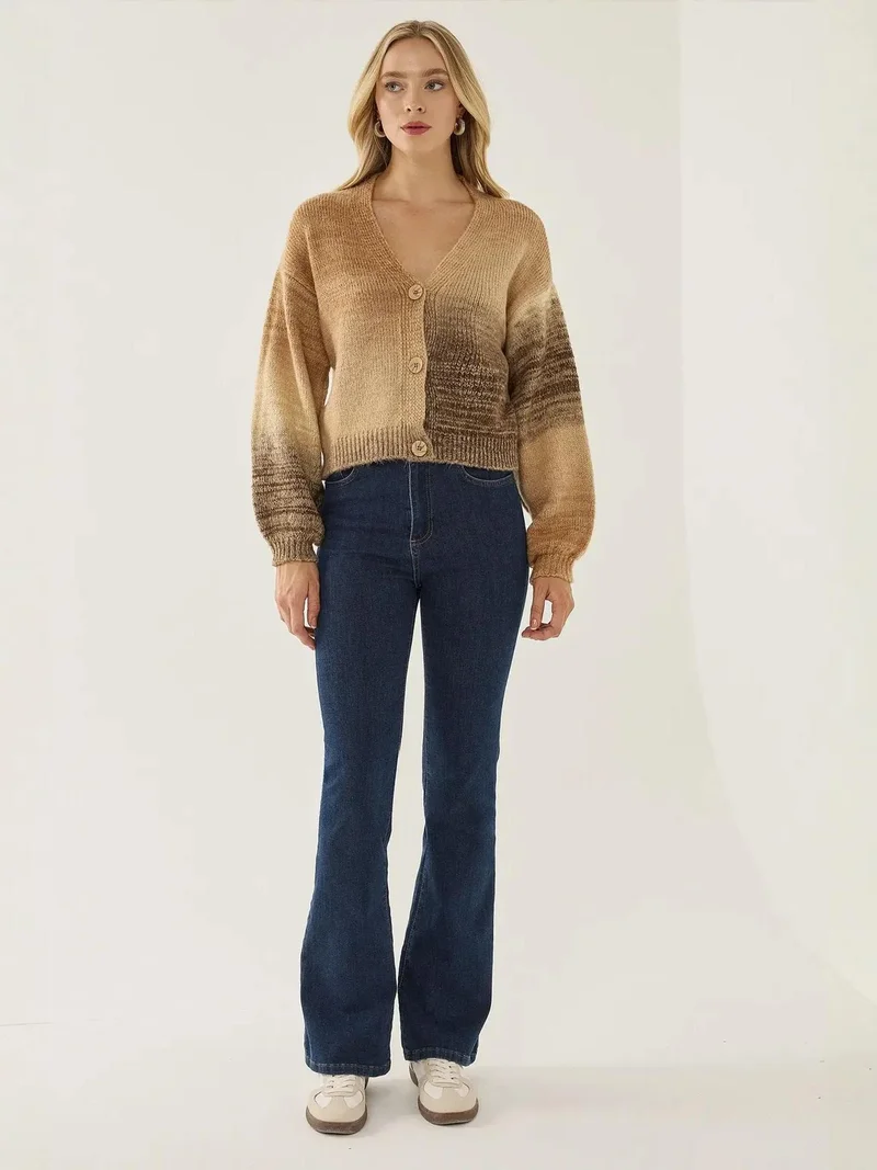 HICCUP Gradient V-Neck Relaxed Fit Cardigan