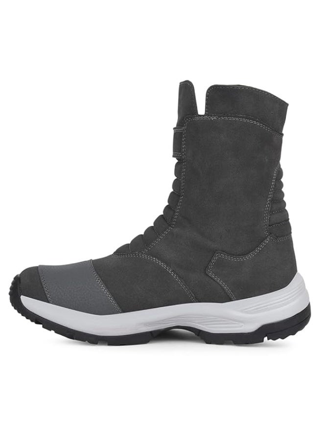 Liberty High Ankle Trekking Boots for Men - Black & Dark Grey | Comfortable and Durable - Suitable for Riding, Outdoor and Hiking Boots Footwear - Cushioned Footbed, Zipper Closure - Image 2