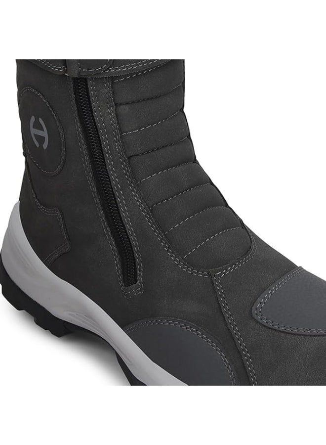 Liberty High Ankle Trekking Boots for Men - Black & Dark Grey | Comfortable and Durable - Suitable for Riding, Outdoor and Hiking Boots Footwear - Cushioned Footbed, Zipper Closure - Image 4