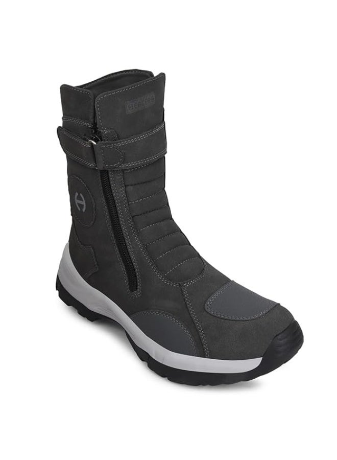 Liberty High Ankle Trekking Boots for Men - Black & Dark Grey | Comfortable and Durable - Suitable for Riding, Outdoor and Hiking Boots Footwear - Cushioned Footbed, Zipper Closure - Image 1