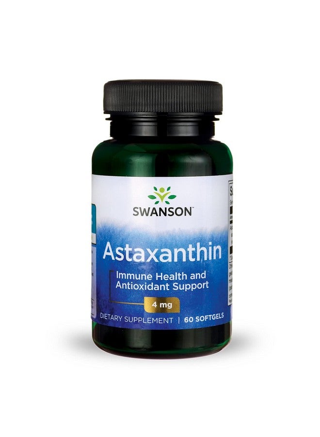 SWANSON Astaxanthin Eye Vision Brain Skin Health Antioxidant Support Supplement (Astaxanthin 4 Mg) 60 Softgels Sgels - Image 1