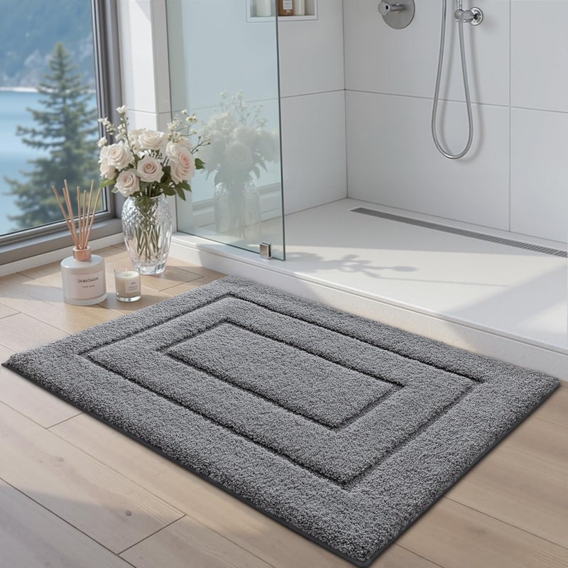 DEXI Bathroom Mat Rug, Extra Soft Absorbent Premium Bath Rug, Non-Slip Comfortable Bath Mat, Machine Washable Quick Dry Carpet for Tub, Shower Floor, Sink, 60 x 90 cm, Grey - Image 4