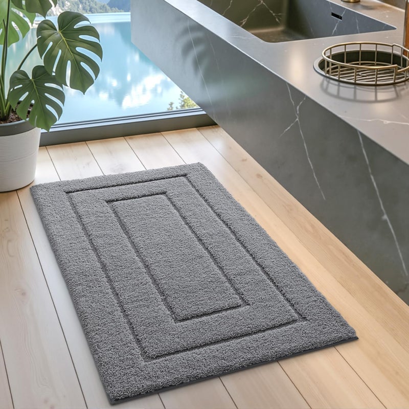 DEXI Bathroom Mat Rug, Extra Soft Absorbent Premium Bath Rug, Non-Slip Comfortable Bath Mat, Machine Washable Quick Dry Carpet for Tub, Shower Floor, Sink, 60 x 90 cm, Grey - Image 5