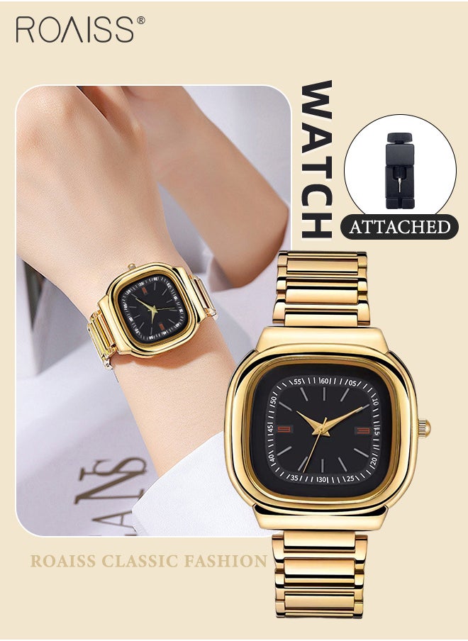 roaiss - Women's Steel Strap Quartz Watch, Analog Display Square Black Dial, Waterproof Luxurious Retro Wristwatch as Gift for Ladies - Image 1