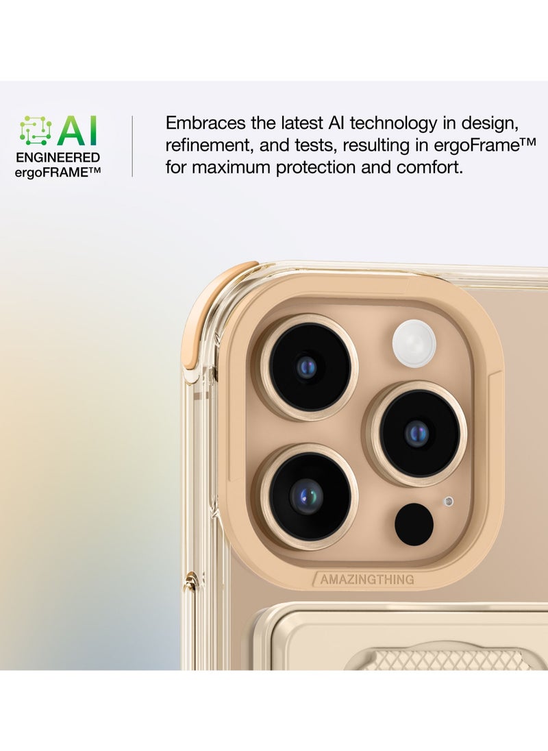 AMAZINGthing - Omni Mag (10Feet) Drop Proof for iPhone 16 Pro MAX Case Cover Compatible with MagSafe Kickstand - Desert Titanium - Image 1