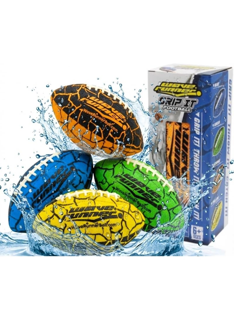 Wave Runner Grip It, Size 9.25in - Water Football, Beach Toys, Kids Outdoor Games for Summer | Pool Toys Football - Special Grip Pattern, Double Laced, Lightweight, All Weather Fun Water Toy Color: Random Color - Image 1