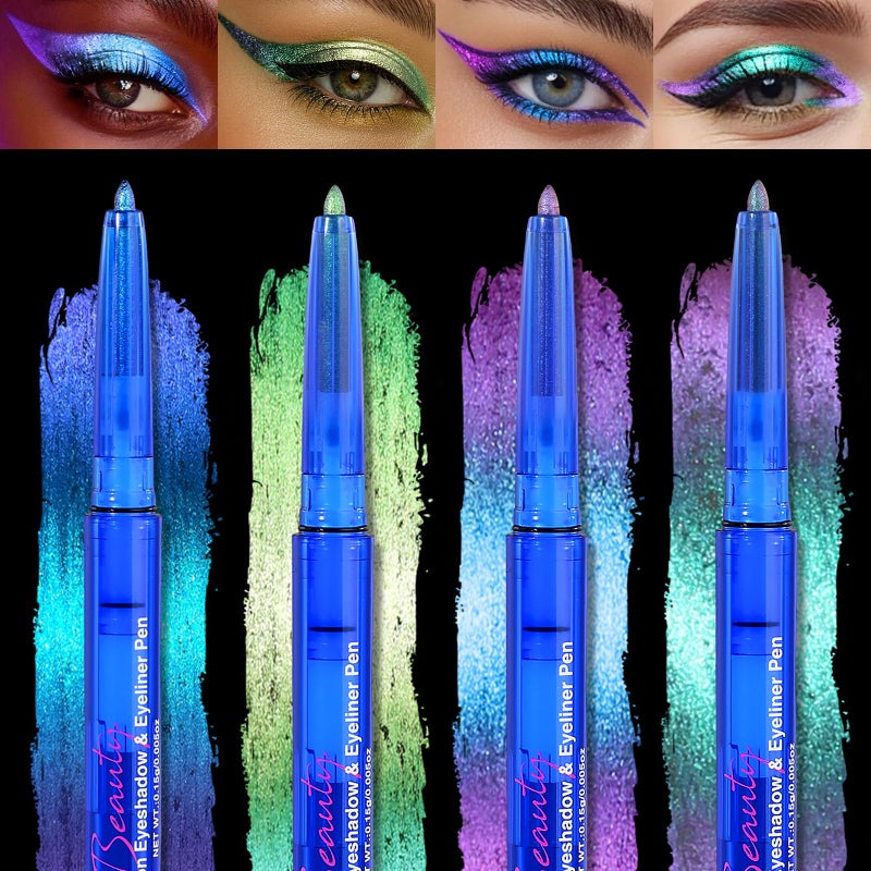 SUSIKEKI 4PCS Chameleon Metallic Eyeshadow & Eyeliner Gel Pencil Set â€“ Multichrome Shifting Colors Glitter Eye Makeup, Waterproof Long-Lasting Smudge-Proof Duochrome Pencil for Multi-Dimensional Looks - Image 1