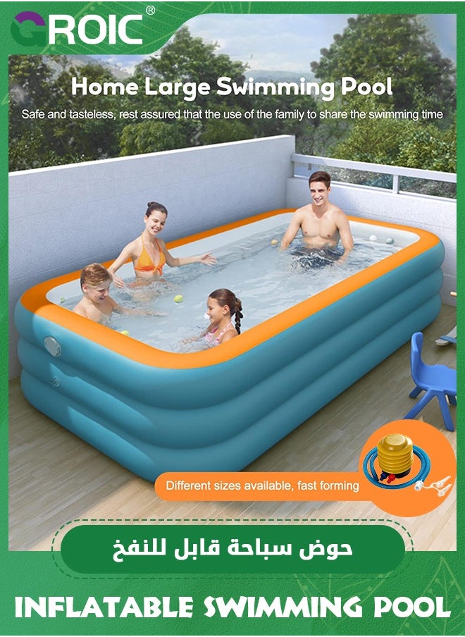 GROIC Inflatable Pool,210*140*56cm Extra Large Blow Up Pool with Pump, Full Size Family Swimming Pools for Backyard Garden Indoor Outdoor  - Image 2