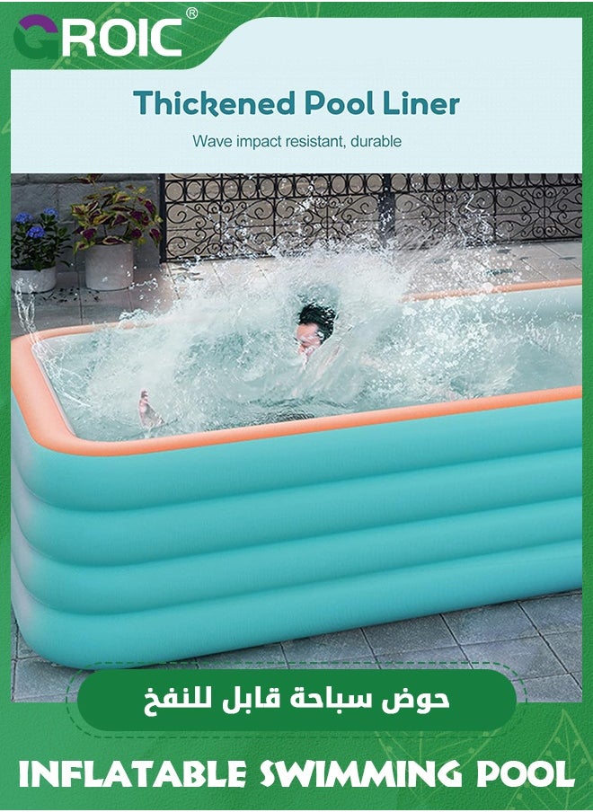 GROIC Inflatable Pool,210*140*56cm Extra Large Blow Up Pool with Pump, Full Size Family Swimming Pools for Backyard Garden Indoor Outdoor  - Image 4