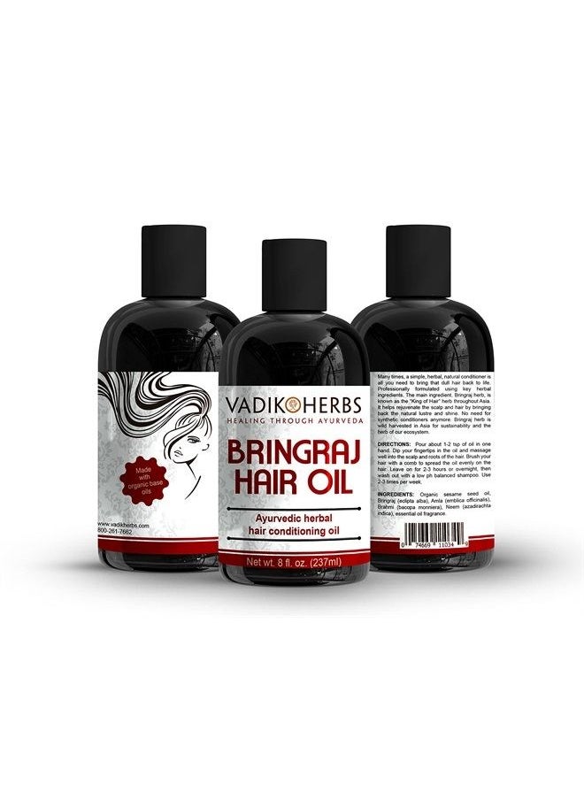 Vadik Herbs - Bringraj (Bhringraj) Hair Oil (8 oz) by Vadik Herbs | Herbal hair growth oil and hair conditioning oil with Rosemary Oil | Great for hair loss, balding, thinning of hair, for beard growth, herbal scal - Image 1