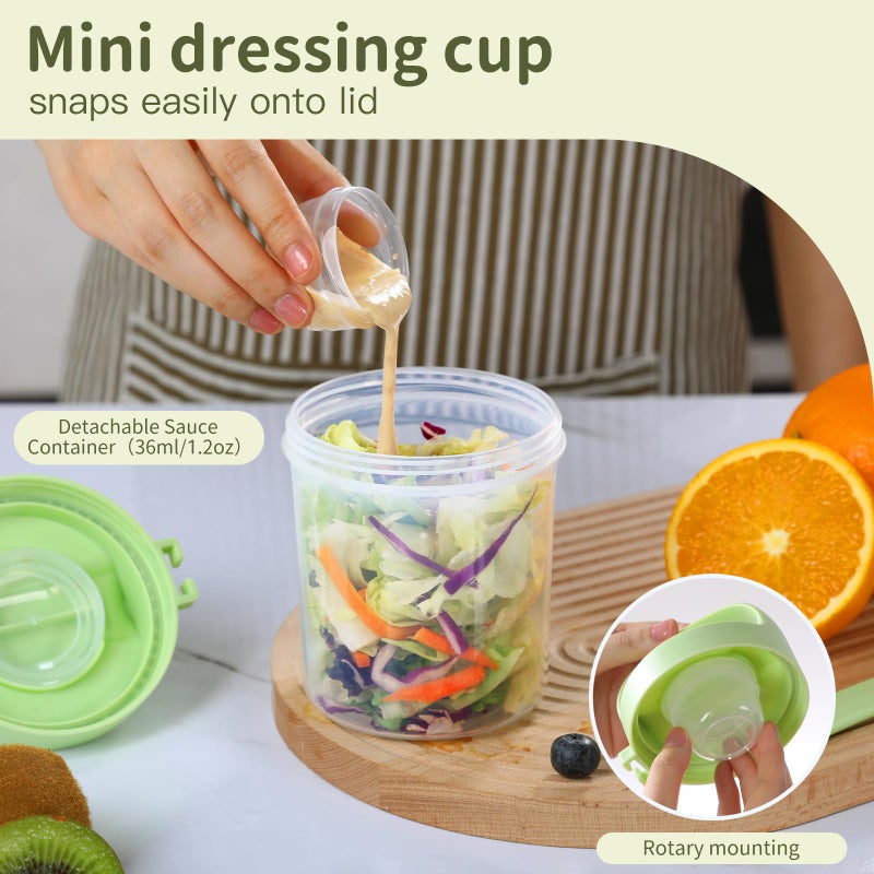 LUXEAR 31oz Large Overnight Oats Containers with Lids and Spoons 2 Pack,Dual-Layer Plastic Yogurt Parfait Cups Salad Pod Mason Jar Reusable for Oatmeal Cereal Nut Fruit with Holder for Snack Meal Prep - Image 4