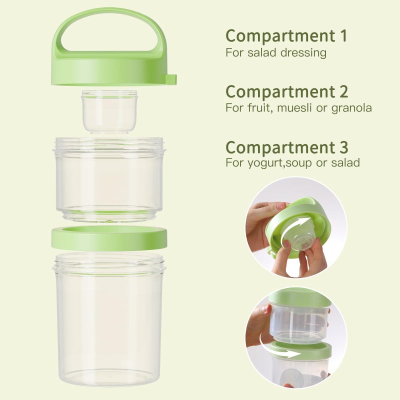 LUXEAR 31oz Large Overnight Oats Containers with Lids and Spoons 2 Pack,Dual-Layer Plastic Yogurt Parfait Cups Salad Pod Mason Jar Reusable for Oatmeal Cereal Nut Fruit with Holder for Snack Meal Prep - Image 3