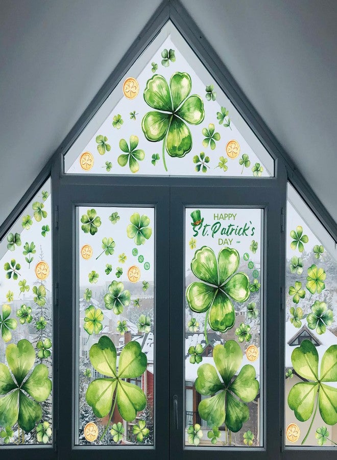AOWDIAO 10 Sheets Shamrock Window Clings St. Patrick's Day Decorations 101 Pcs Good Luck Shamrock Doubled Sided Window Stickers for Glass - Image 5
