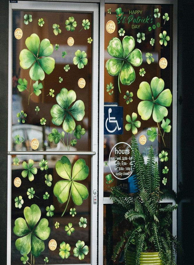 AOWDIAO 10 Sheets Shamrock Window Clings St. Patrick's Day Decorations 101 Pcs Good Luck Shamrock Doubled Sided Window Stickers for Glass - Image 4