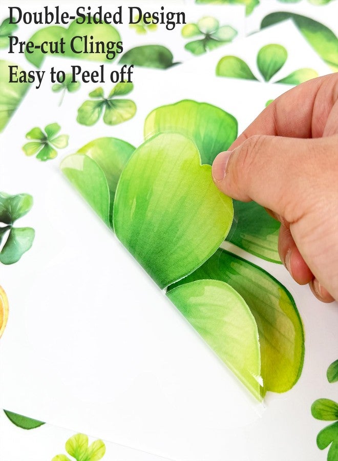 AOWDIAO 10 Sheets Shamrock Window Clings St. Patrick's Day Decorations 101 Pcs Good Luck Shamrock Doubled Sided Window Stickers for Glass - Image 3