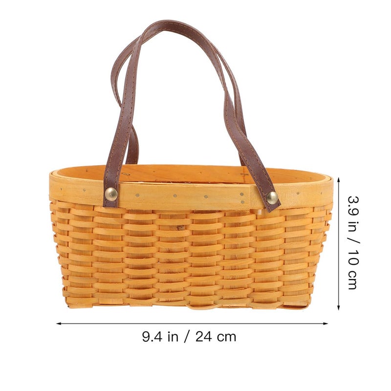 Natural Hand Woven Large Picnic Basket with Handle for Storage Fruits Flowers Snacks Home Garden - Image 3