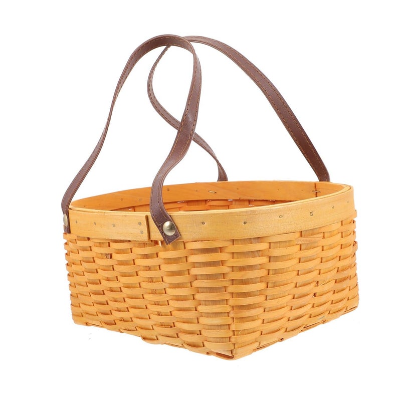 Natural Hand Woven Large Picnic Basket with Handle for Storage Fruits Flowers Snacks Home Garden - Image 2