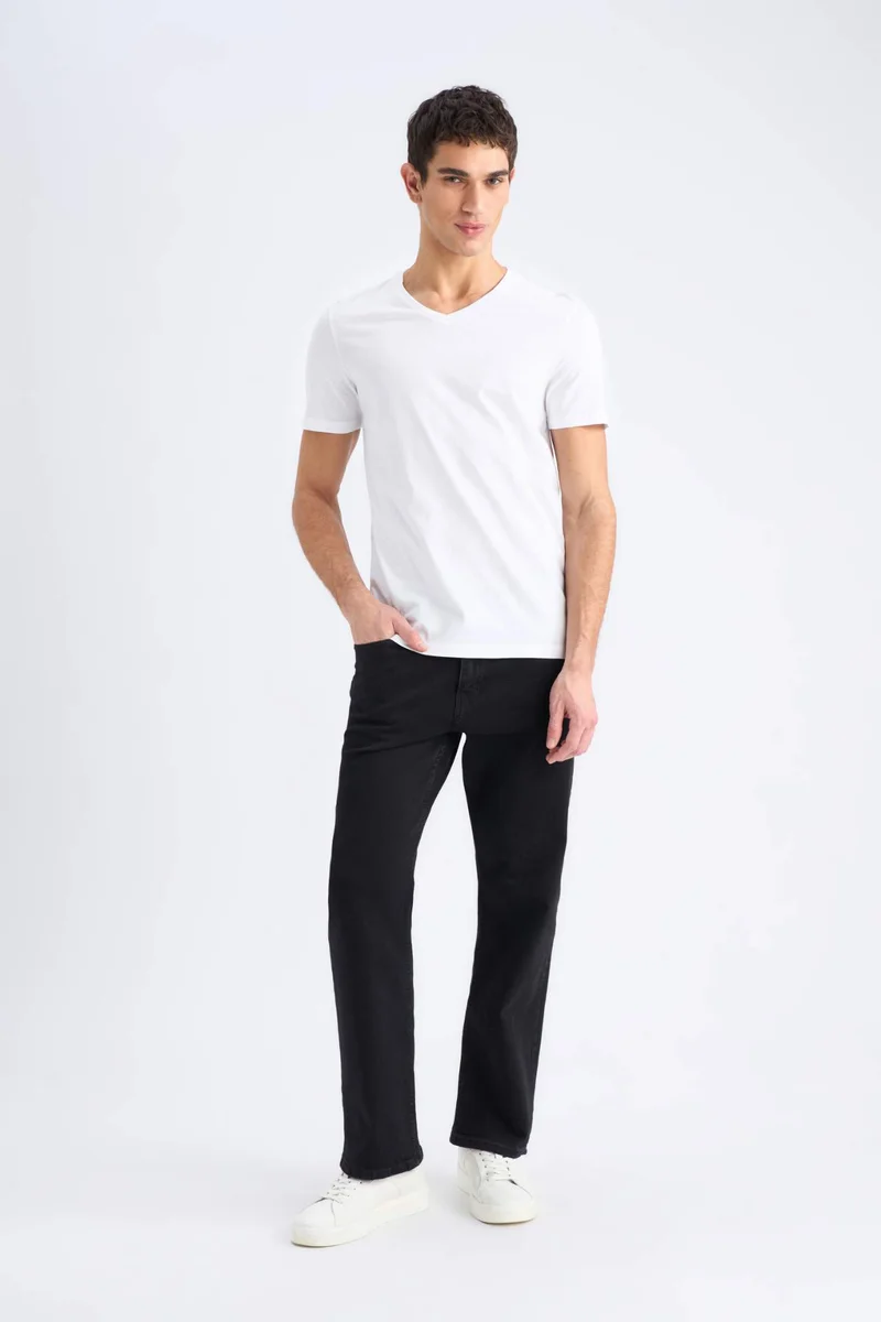 ديفاكتو Slim Fit V Neck Basic Short Sleeve T-Shirt