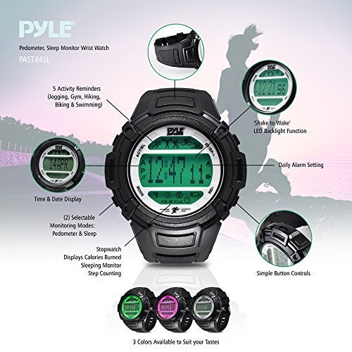 Pyle Digital Multifunction Sports Wrist Watch - Smart Fit Classic Men Women Sport Running Training Fitness Gear Tracker w/ Sleep Monitor, Pedometer, Alarm, Stopwatch, Backlight - Pyle PAST44GN (Green) - Image 2