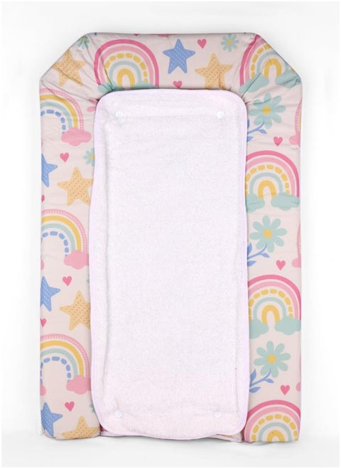 Hexo Changing Mat Rainbow Colored Our Hexo Soft Contoured Changing Cushion Is Made Of Waterproof Fabric That Is Easy to Clean. This Table Pad Is Designed to Fit Most Pad Covers, Dressers and Tables.