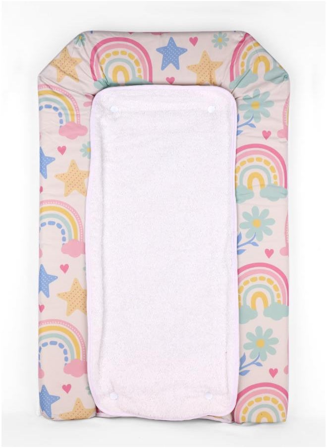Hexo Changing Mat Rainbow Colored Our Hexo Soft Contoured Changing Cushion Is Made Of Waterproof Fabric That Is Easy to Clean. This Table Pad Is Designed to Fit Most Pad Covers, Dressers and Tables.
