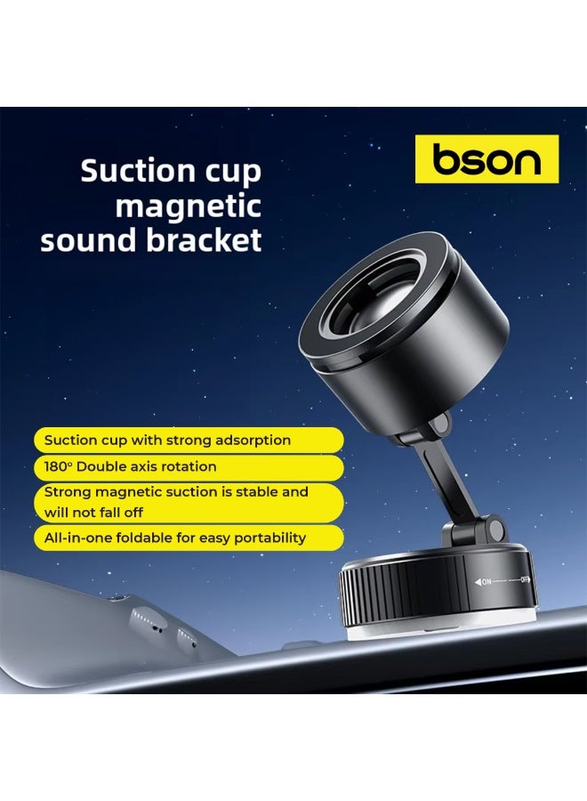 BSON حامل هاتف مغناطيسي إيكو مع مكبر صوت - 2 في 1 متوافق مع MagSafe مع قاعدة شفط فراغ، دوران 180° واستخدام بدون يدين للمكتب، لوحة القيادة، السطح أو جانب السرير - Image 3