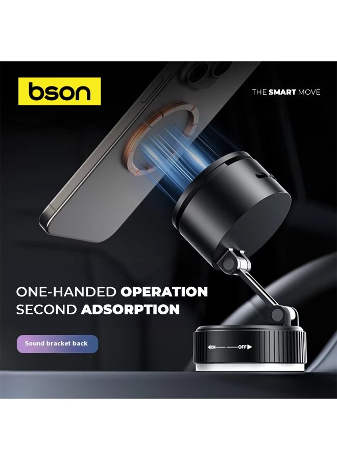 BSON حامل هاتف مغناطيسي إيكو مع مكبر صوت - 2 في 1 متوافق مع MagSafe مع قاعدة شفط فراغ، دوران 180° واستخدام بدون يدين للمكتب، لوحة القيادة، السطح أو جانب السرير - Image 4
