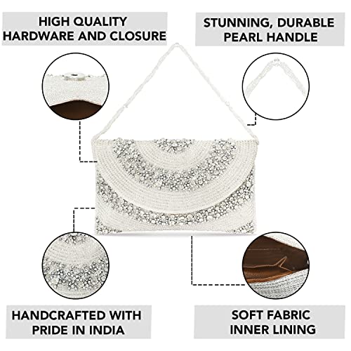 Peora Silver Clutch Purses for Women Wedding Handmade Evening Handbags Party Bridal Clutch - Image 3
