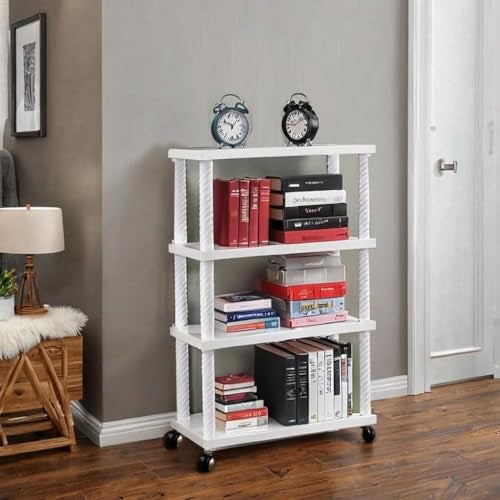 Jaffix Book Self – 4 Layer Portable Book Shelf, Baby Books Rack for Home, Bookshelf Organiser, Book Stand (White, 4-Cases) - Image 1