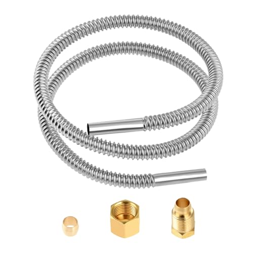 Lemfema 1/4" Pilot Burner Tube Assembly Parts, 24" Stainless Steel Flexible Hose with 7/16”-24UNS Fittings Replacement for Whirlpool Water Heater 00112330 Gas Fryer Pilot Flame Kits - Image 1