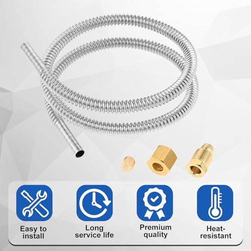Lemfema 1/4" Pilot Burner Tube Assembly Parts, 24" Stainless Steel Flexible Hose with 7/16”-24UNS Fittings Replacement for Whirlpool Water Heater 00112330 Gas Fryer Pilot Flame Kits - Image 4