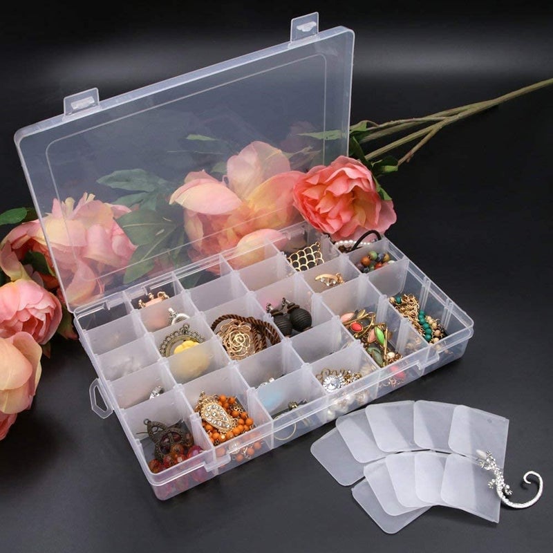Kexes Wokqixak Single Layer 36 Compartment Plastic Transparent Jewelry Medicine Makeup Storage Box Multipurpose Portable Jewelry Box Accessories For Earrings Ring Storage Box - Image 1