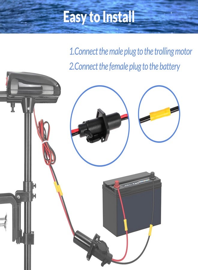 Kicofyee Trolling Motor Plug 8 Gauge 2 Wire 12V-24V Compatible with Minn Kota Marine Boat Waterproof Trolling Motor Connector (Plug-MA08) - Image 4