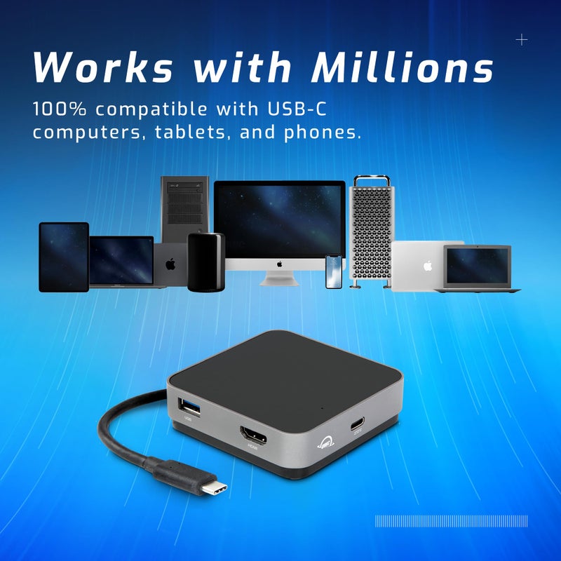 OWC Travel Dock USB C Docking Station, 4k Resolution Universal Laptop Docking Station with Charging 100W, Thunderbolt 3, HDMI 2.0, and SD Card, 5 Ports of Connectivity, Space Grey - Image 5