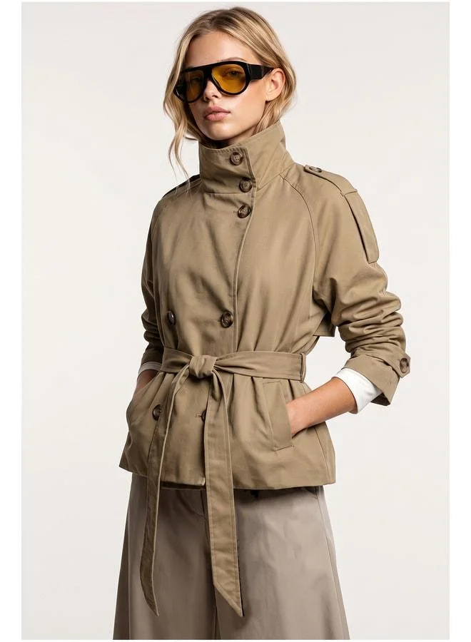 Lovely Istanbul Belted Short Trench Coat LAZ0013 OLIVE GREEN.