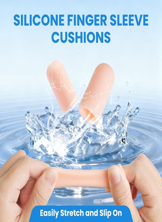 JUMPOW Gel Finger Cots Protectors, Silicone Finger Covers Caps Sleeves Flexible Shields for Fingertip Thumb Protection, Arthritis, Rubbing, Cracking, Hangnail & Pain Relief (Complexion, M, 16PCS) - Image 3