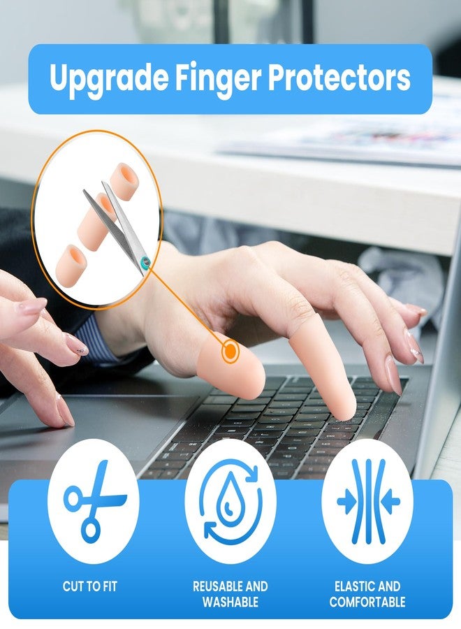 JUMPOW Gel Finger Cots Protectors, Silicone Finger Covers Caps Sleeves Flexible Shields for Fingertip Thumb Protection, Arthritis, Rubbing, Cracking, Hangnail & Pain Relief (Complexion, M, 16PCS) - Image 2