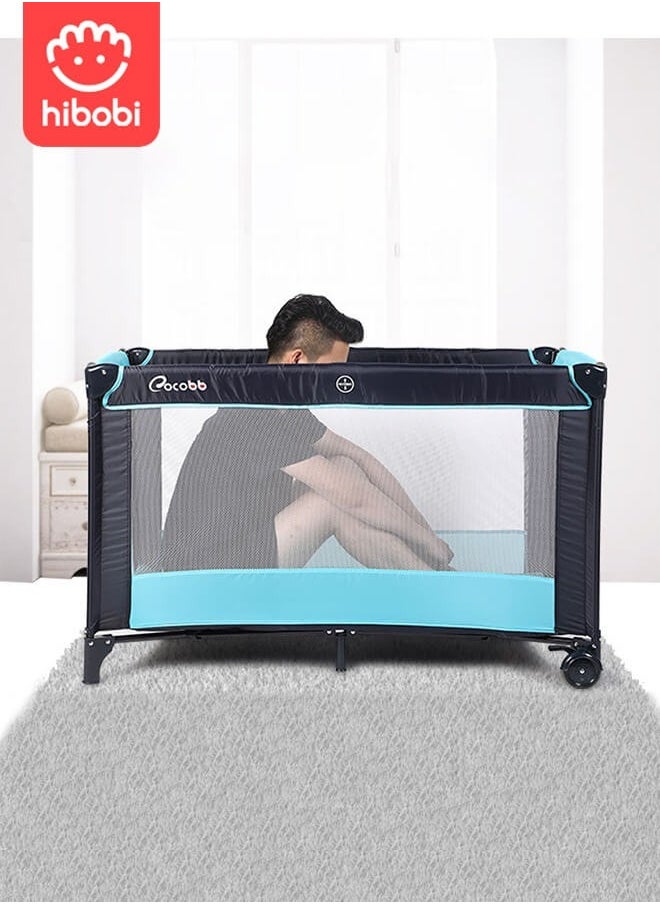 Portable Play Yard with Carry Bag and Shoulder Strap, Blue