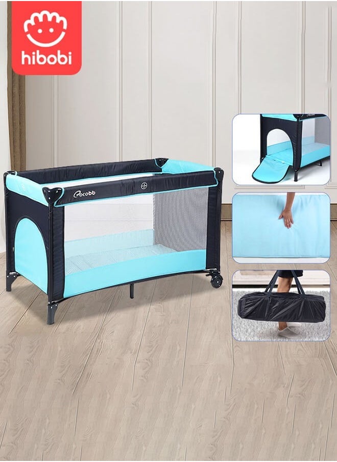 Portable Play Yard with Carry Bag and Shoulder Strap, Blue