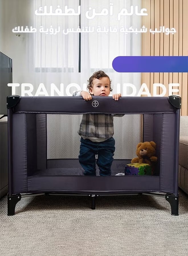 هيبوبي سرير أطفال آمن ومريح مع حواجز شبكية لزيادة التهوية بالداخل، مصنوع من مواد آمنة لطفلك. - Image 4