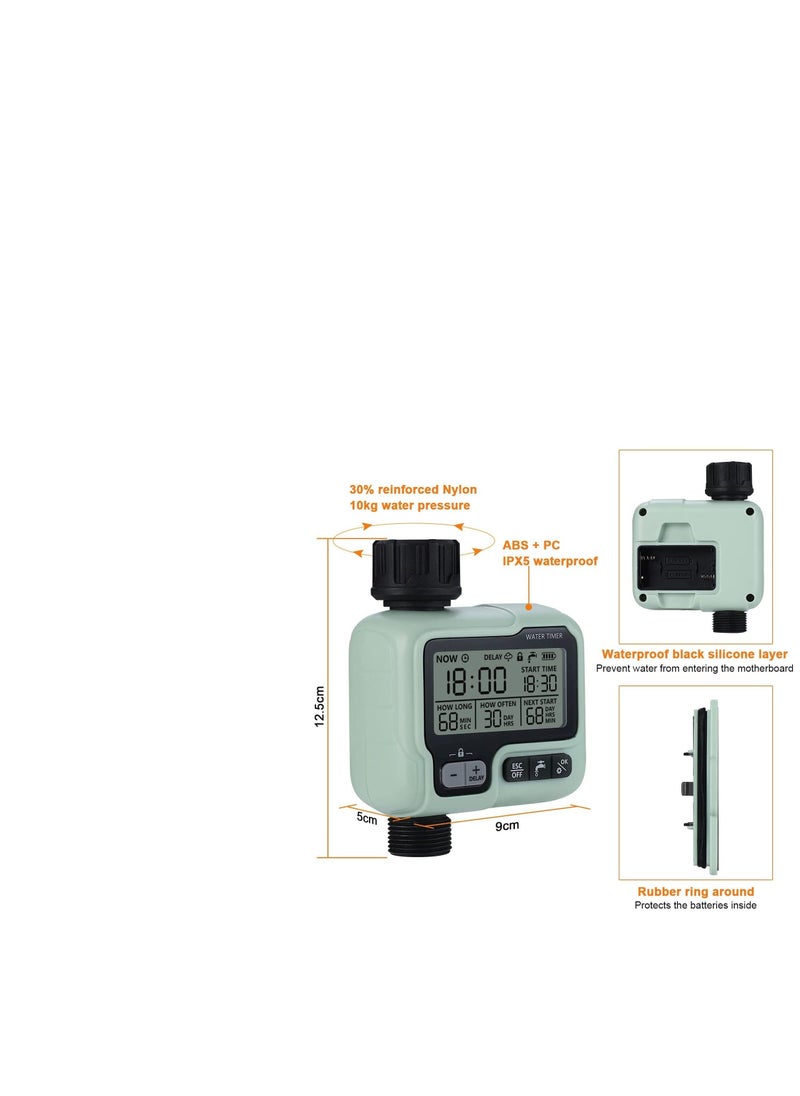 Water Timer Garden Lawn Tap Sprinkler Timer Irrigation System ControllerChild Lock ModeAutoManual ModeRain DelayIPX5 Waterproof - Image 3