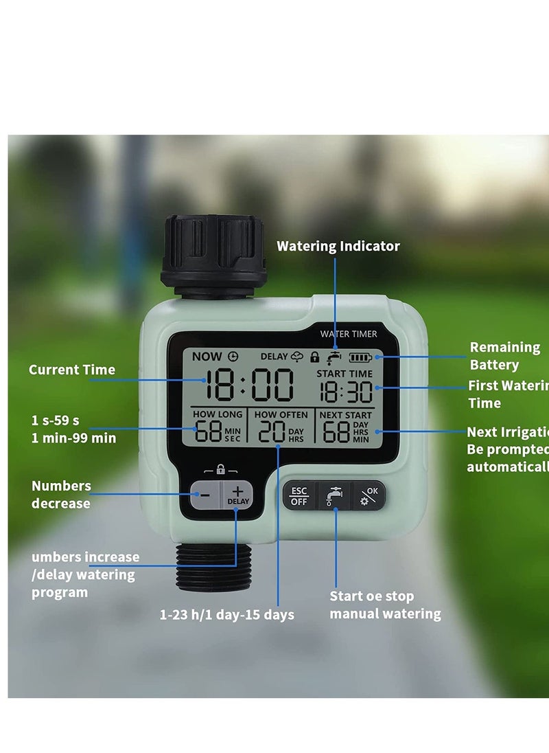 Water Timer Garden Lawn Tap Sprinkler Timer Irrigation System ControllerChild Lock ModeAutoManual ModeRain DelayIPX5 Waterproof - Image 2