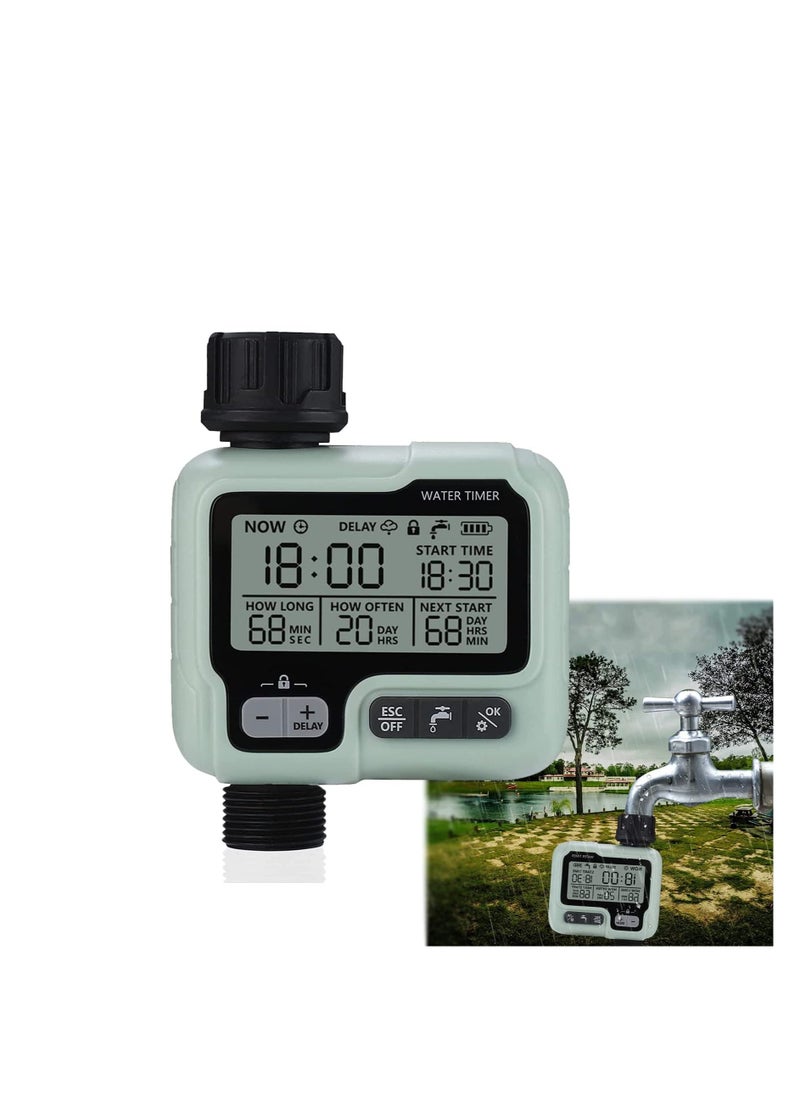 Water Timer Garden Lawn Tap Sprinkler Timer Irrigation System ControllerChild Lock ModeAutoManual ModeRain DelayIPX5 Waterproof - Image 1