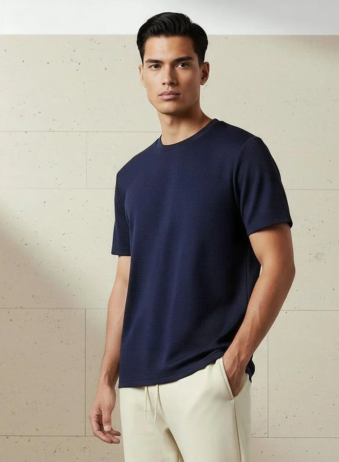 لاف بنجولين Love Pangolin Men Waffle Textured T shirt