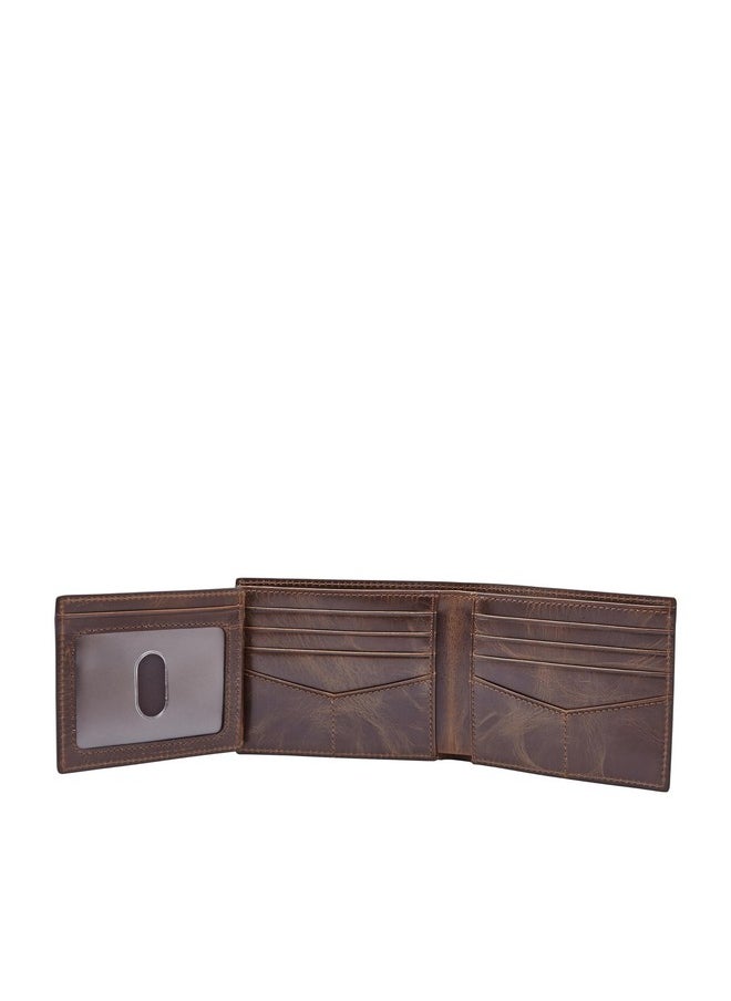 FOSSIL Fossil Men's Derrick Leather RFID-Blocking Bifold with Flip ID Wallet, Dark Brown, (Model: ML3681201)  - Image 3