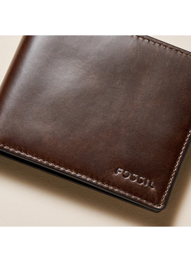 FOSSIL Fossil Men's Derrick Leather RFID-Blocking Bifold with Flip ID Wallet, Dark Brown, (Model: ML3681201)  - Image 4